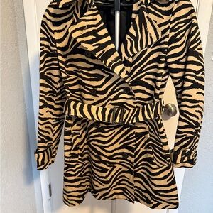 Lauren Ralph Lauren Zebra Print Trench Coat - Black and Tan
